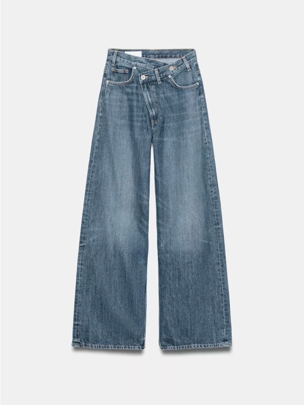 Zara TRF High-Waisted, Crossover, Wide-Leg Jeans